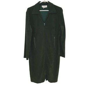 VINTAGE Algo Long Sleeve Dress Women's Size 14 Forest Green Hunter Green Zip Up